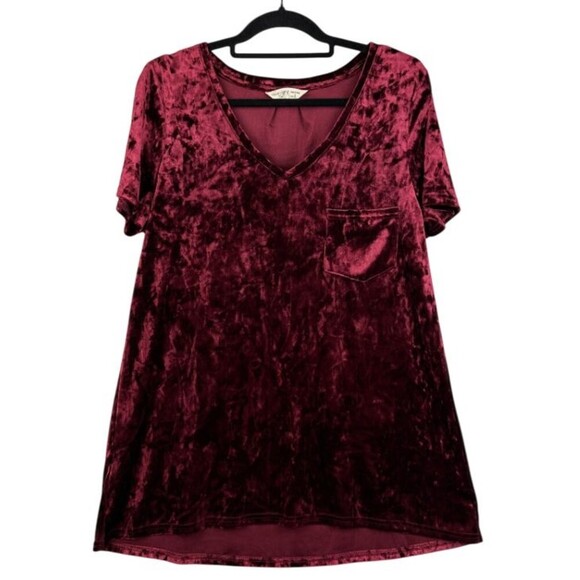 2/$30 Spring + Mercer Velvet Legging Tee Tunic Size L Bordeaux Red Whimsigoth - Picture 1 of 11